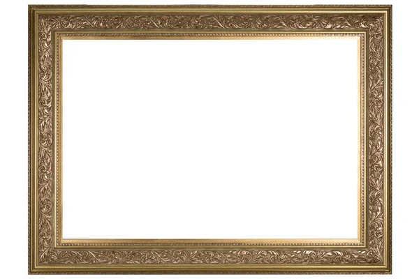 Золотая Классическая Старая Винтажная Рама Макет Wooden Выделена Белом Фоне — стоковое фото