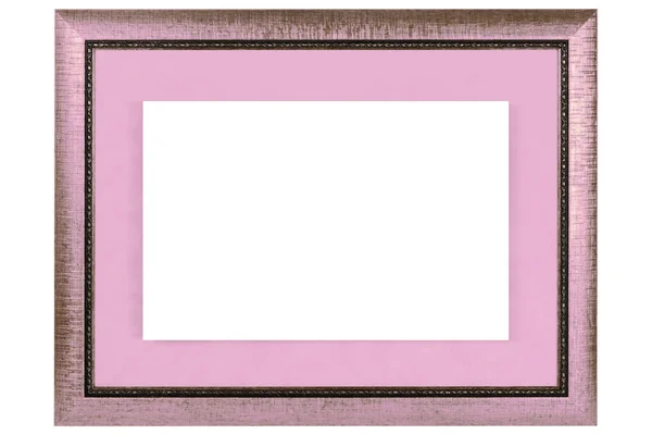 Розовый Классический Старый Винтажный Деревянный Макет Холст Рамка Изолированы Белом — стоковое фото