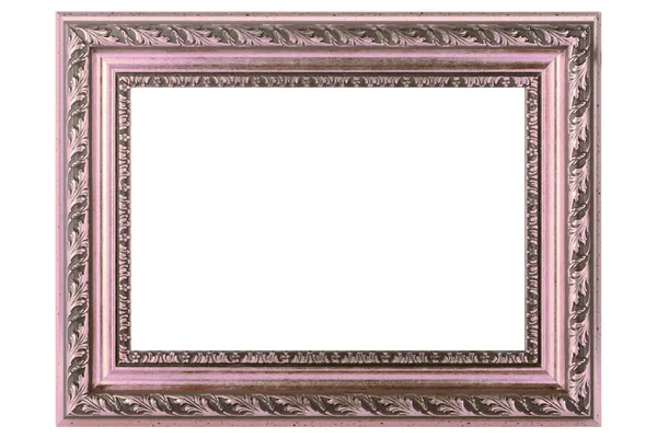 Pink Classic Old Vintage Wooden Mockup Canvas Frame Isolated White — Photo