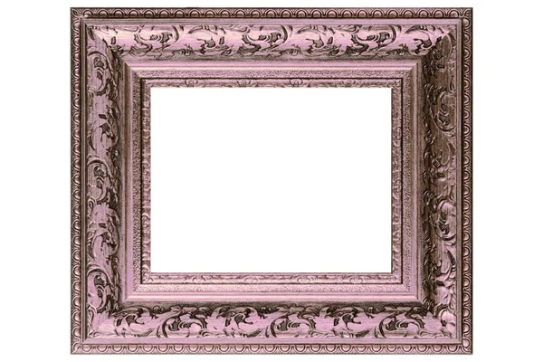 Pink Classic Old Vintage Wooden mockup canvas frame isolated on white background. Blank Beautiful and diverse subject moulding baguette. Design element. use for framing paintings, mirrors or photo.