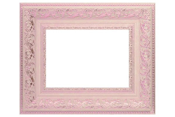 Pink Classic Old Vintage Wooden Mockup Canvas Frame Isolated White - Stock-foto