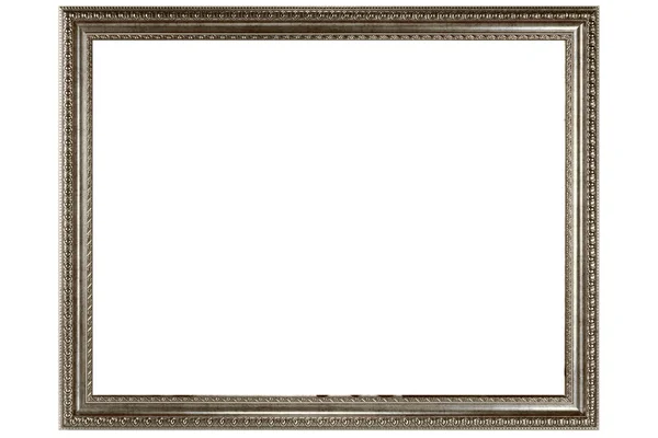 Silver Classic Old Vintage Wooden Mockup Canvas Frame Isolated White — Stock Photo, Image