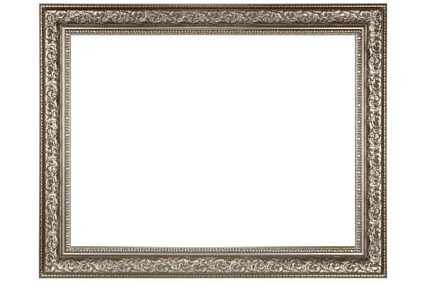 Silver Classic Old Vintage Wooden Mockup Canvas Frame Isolated White — Stock Photo, Image