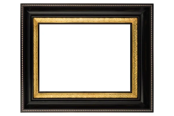 Black Gold Classic Oud Vintage Houten Mockup Canvas Frame Geïsoleerd — Stockfoto