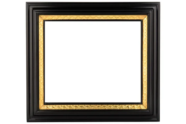 Black Gold Classic Oud Vintage Houten Mockup Canvas Frame Geïsoleerd — Stockfoto