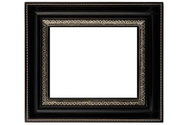 Zwart Klassiek Oud Vintage Houten Mockup Canvas Frame Geïsoleerd Witte — Stockfoto