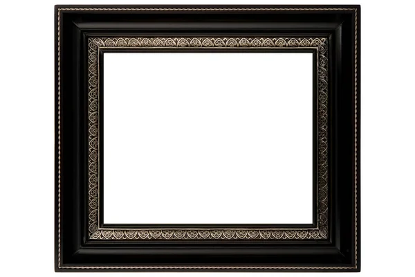 Zwart Klassiek Oud Vintage Houten Mockup Canvas Frame Geïsoleerd Witte — Stockfoto