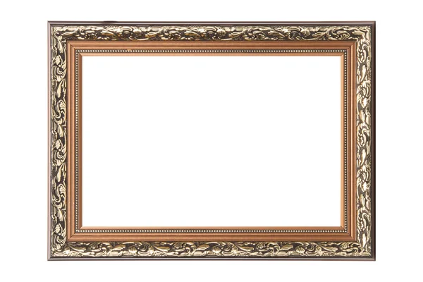 Gold Classic Old Vintage Cornice Tela Mockup Legno Isolata Sfondo — Foto Stock