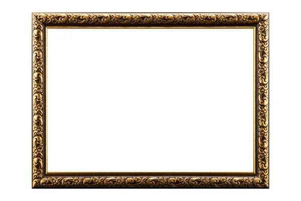 Gold Classic Old Vintage Wooden Mockup Canvas Frame Isolated White Royalty Free Stock Photos