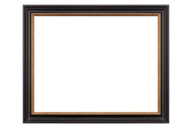 Kahverengi Klasik Eski Klasik Ahşap Model Tuvali çerçevesi beyaz arka planda izole edilmiş. Boş, güzel ve çeşitli konulardan oluşan baget kalıbı. Tasarım elemanı. resim, ayna ya da fotoğraf çerçevelemek için kullanılıyor.
