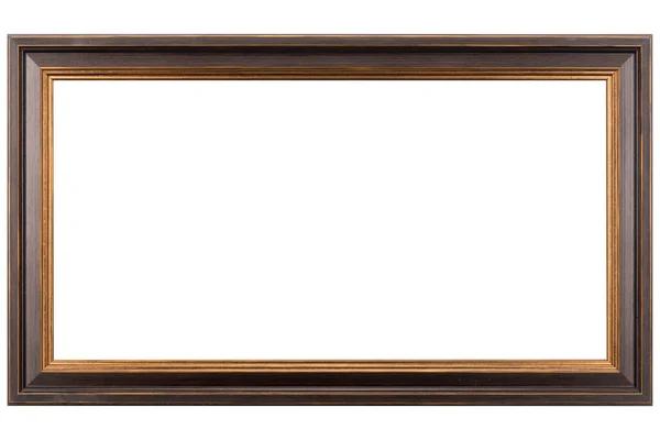 Bruin Klassiek Oud Vintage Houten Mockup Canvas Frame Geïsoleerd Witte — Stockfoto