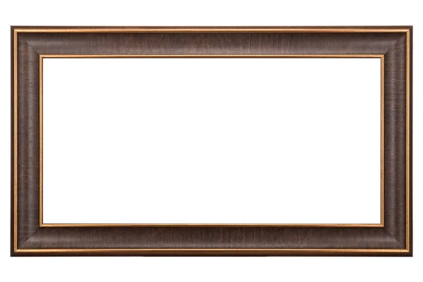 Bruin Klassiek Oud Vintage Houten Mockup Canvas Frame Geïsoleerd Witte — Stockfoto