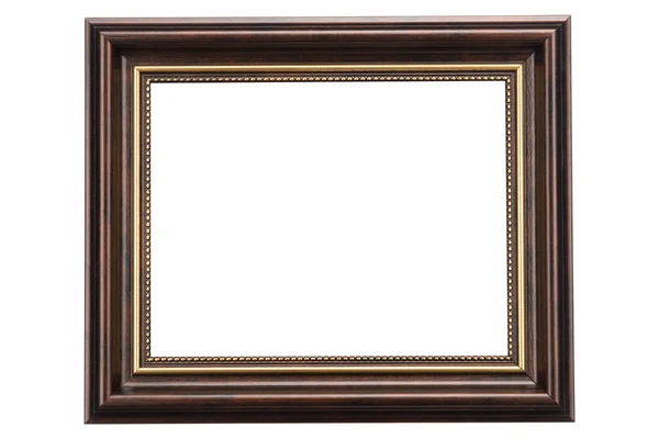 Bruin Klassiek Oud Vintage Houten Mockup Canvas Frame Geïsoleerd Witte — Stockfoto