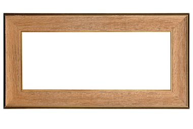 Beyaz arkaplanda izole edilmiş bej kahverengi tuval çerçeve