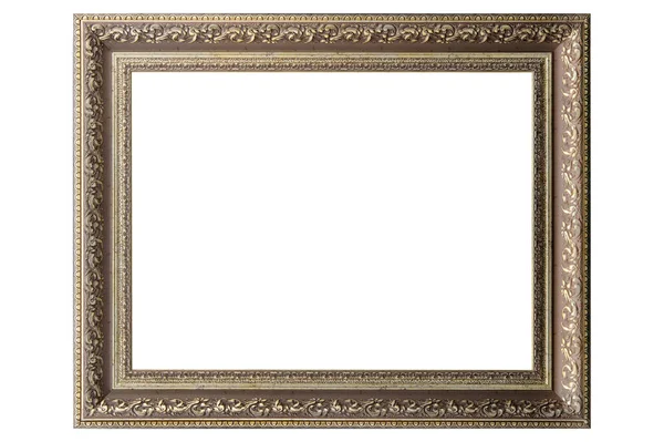 Golden Classic Old Vintage Houten Mockup Canvas Frame Geïsoleerd Witte — Stockfoto