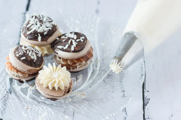 Lamington Macaron with Jam — Stock Photo, Image