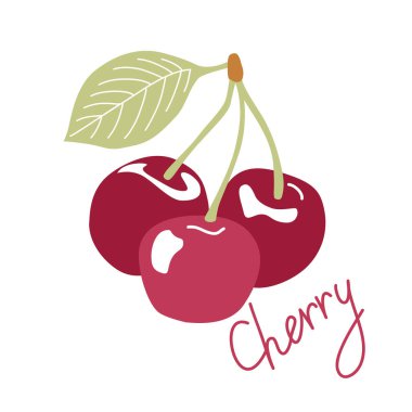 Beyaz arkaplanda parlak grafik kirazlar