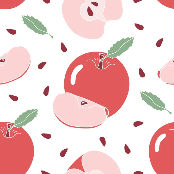 Nahtloses Muster Mit Rotem Apfel Und Friedenstauben — Stockvektor