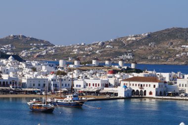 Güzel Mykonos sabah, Yunanistan.