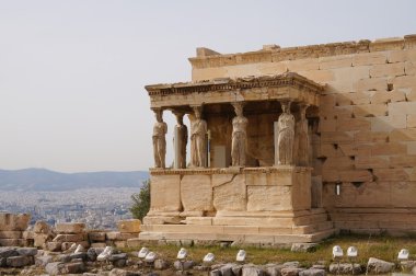 Acropolis Atina, Yunanistan, Erechtheion caryatides.