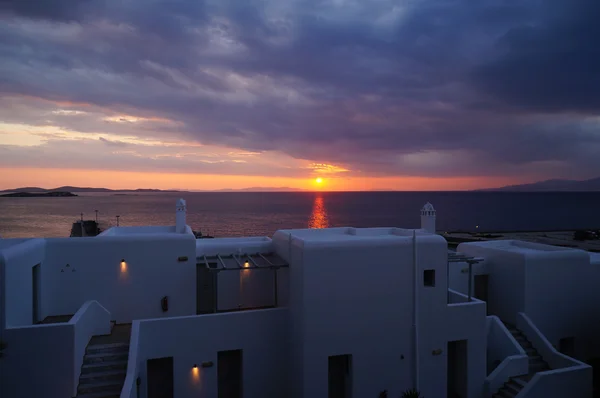 Hermosa puesta de sol en Mykonos Grecia — Foto de Stock