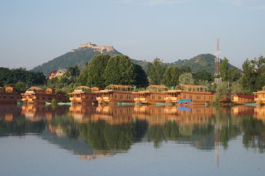 Srinagar, Keşmir, Hindistan Dal gölde güzel tekne-evi 