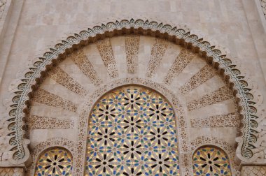 Beautiful detail of Hassan II Mosque's gate in Casablanca