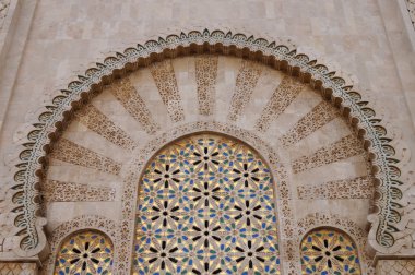 Beautiful detail of Hassan II Mosque's gate in Casablanca clipart