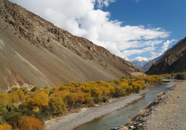 Hermosa vista de la montaña y el río en otoño, Pakistán del Norte —  Fotos de Stock