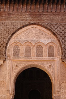 Architectural details of Ali Ben Youssef Madrasa, Marrakech, Mor clipart