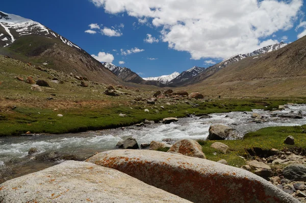 Landscape with mountain, rock and stream at Ladakh,  India — Stock Photo, Image