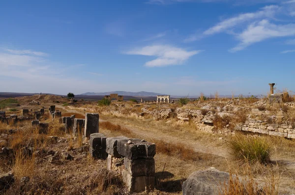 Volubilis a legjobb állapotban fennmaradt római telek Marokkóban. — Stock Fotó