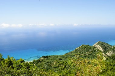 Lefkada Adası Yunanistan güzel sahil şeridi. Üstten Görünüm, gener