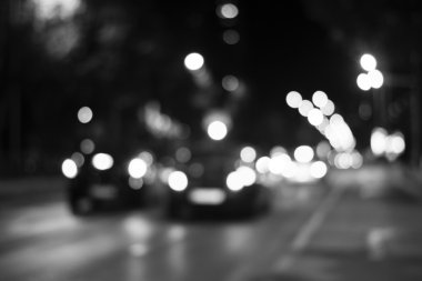 Gece bulanık Defocused şehir yoğun trafik ışıkları