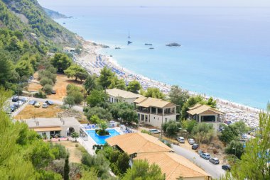 Kathisma Sahili, Lefkada Adası, Yunanistan. Kathisma Plajı