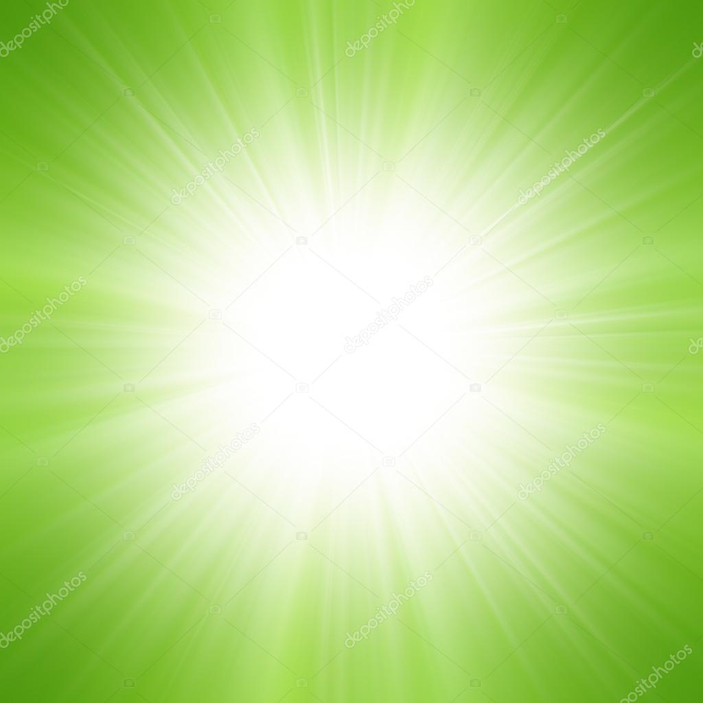 Sun on green sky with lenses flare