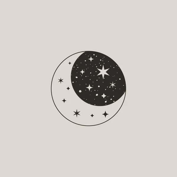 Der Mystische Mond Trendigen Boho Stil Vector Icon Crescent Moon — Stockvektor