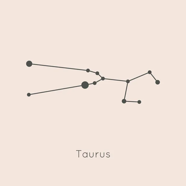 Taurus Zodiac Constellation in Trendy Minimal 선형 스타일. 반사기 상징과 서명 — 스톡 벡터