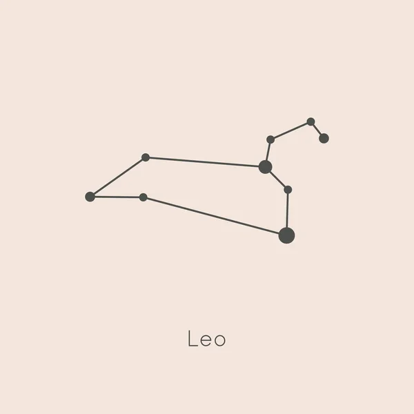Constellation du zodiaque du Lion dans un style linéaire minimaliste tendance. Symbole et signe de l'horoscope vectoriel — Image vectorielle