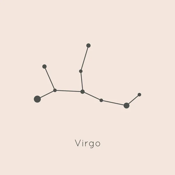 Virgo Zodiac Constellation in Trendy Minimal 선형 스타일. 반사기 상징과 서명 — 스톡 벡터