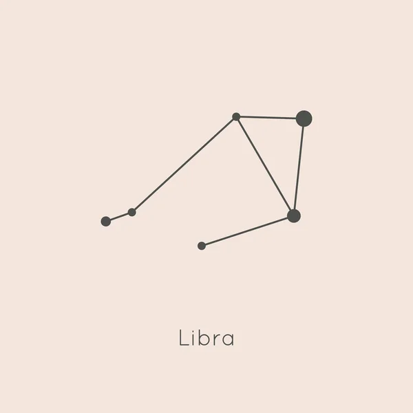 Libra Zodiac Constellation in Trendy Minimal 선형 스타일. 반사기 상징과 서명 — 스톡 벡터