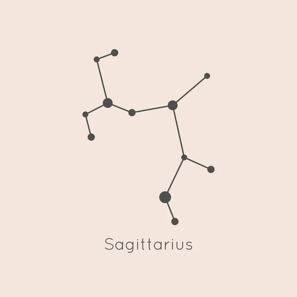 Sagittaire Zodiaque Constellation dans le style linéaire minimaliste à la mode. Symbole et signe de l'horoscope vectoriel — Image vectorielle