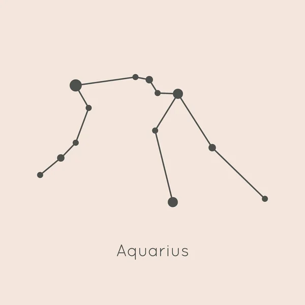 Constelação Aquarius Zodiac na moda estilo linear mínimo. Símbolo e sinal do horóscopo vetorial — Vetor de Stock
