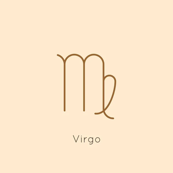 Signo do zodíaco virgem Ícone em um estilo linear mínimo. Símbolo do horóscopo do vetor para a astrologia, calendário, tatuagem, impressão da t-shirt — Vetor de Stock