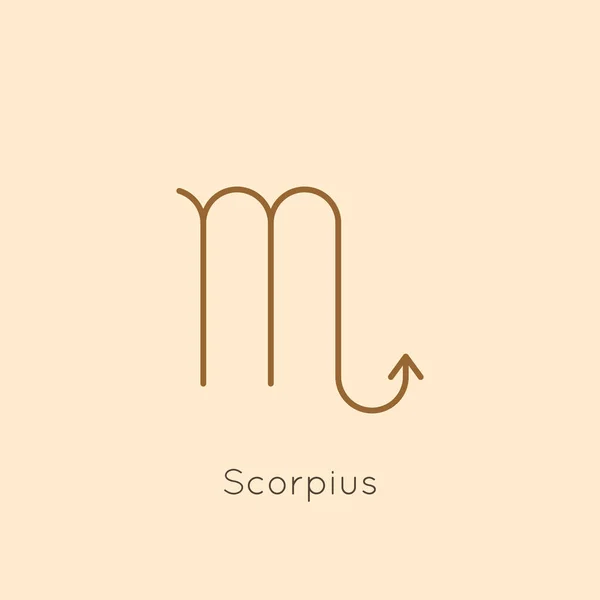 Scorpio signo do zodíaco Ícone em um estilo linear mínimo. Símbolo do horóscopo vetorial para astrologia, calendário, tatuagem, impressão — Vetor de Stock