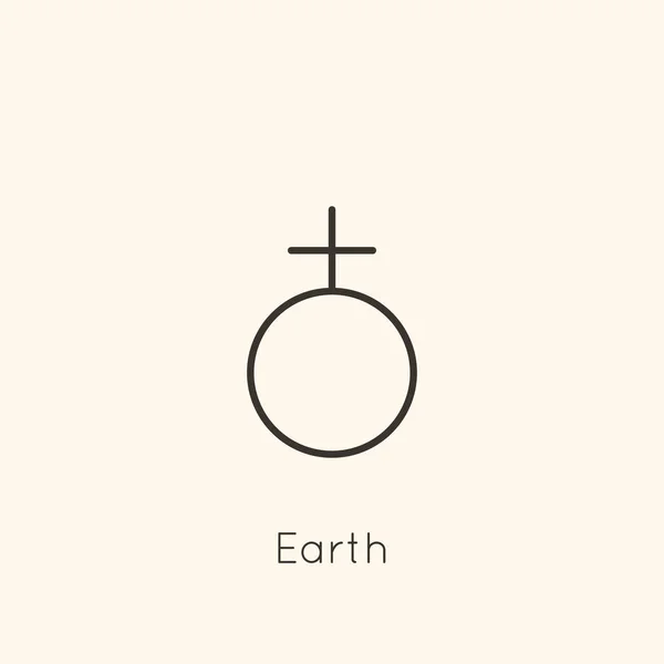 Föld bolygó szimbólum minimális bélés Trendy stílus. Vektor Asztrológiai jel Logó, Tetoválás, Naptár, Horoszkóp — Stock Vector