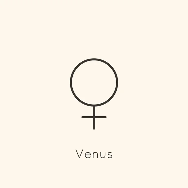 비너스 플래닛 심볼 미니 콘 (Venus Planet Symbol Icon) - Minimal Liner Trendy Style. Logo, Tattoo, Calendar, Horoscope 를 위한 Vector Astrological Sign — 스톡 벡터
