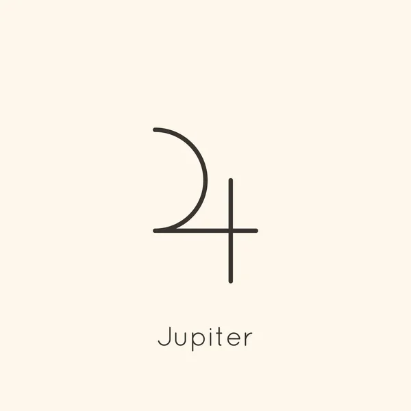 Икона планеты Юпитер в стиле минимального модного лайнера. Векторный астрологический знак для логотипа, татуировки, календаря, гороскопа — стоковый вектор