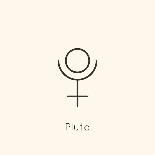 Символическая икона планеты Плутон в стиле минимального лайнера. Векторный астрологический знак для логотипа, татуировки, календаря, гороскопа — стоковый вектор