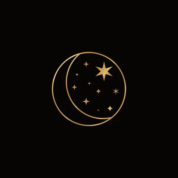 Lune Mystique Dans Style Boho Mode Icône Vectorielle Croissant Lune — Image vectorielle